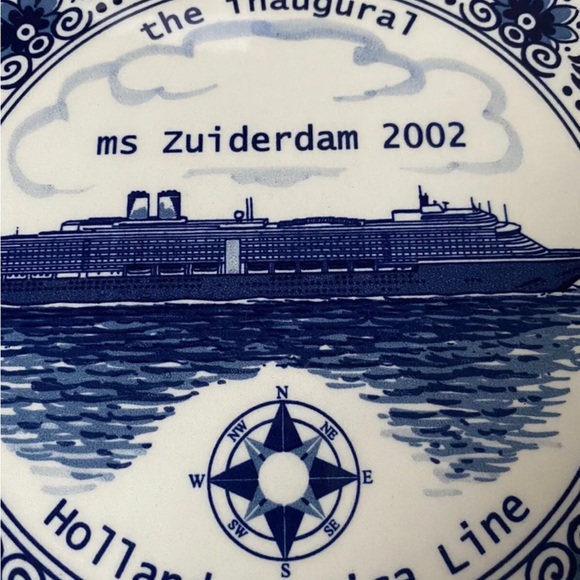 Holland America Line The Inaugural Ms Zuiderdam 2002 Blauw Delft 6” Display Sq. - Picture 2 of 3